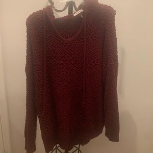 Pullover plush sweater with hood